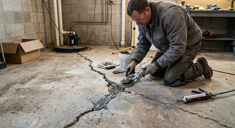 Cracked Basement Floor Repair in Montgomery County, MD