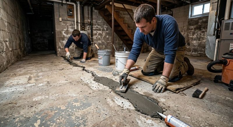 Cracked Basement Floor Repair in Montgomery County, MD